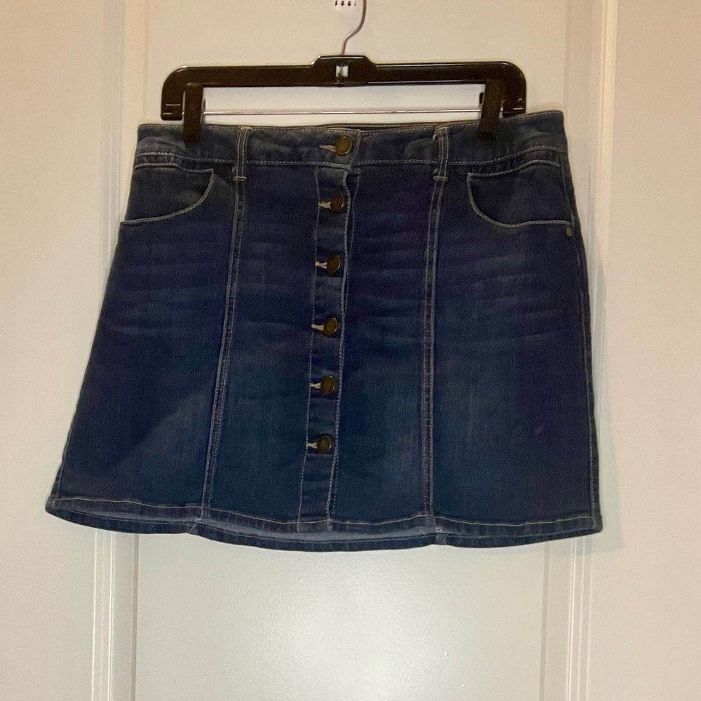 Vintage Jean Skirt Y2K 90's Retro Cotton Stretch Button-Front  Size 7